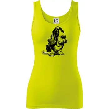 Dámské tričko Černobílá karikatura baset - Dámské tílko - M ( Limetková )