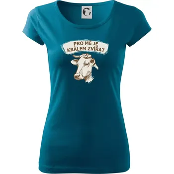 Dámské tričko Pro mě je králem zvířat kráva - Dámské triko Pure - S ( Petrolejová )