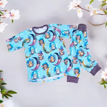 Dívčí pyžamo Holčičí pyžamo 3/4 sovičky a měsíc Holčičí pyžamo