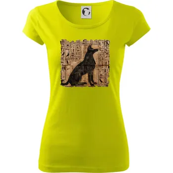 Egyptské hieroglyfy pes - Dámské triko Pure - XS ( Limetková )