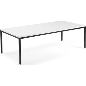 Jednací stůl Jednací stůl QBUS, 2400x1200 mm, 4 nohy, černý rám, bílá