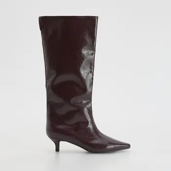 Dámské kozačky Reserved - Kozačky s podpatkem kitten - hnědá - 176FF-83X - 176FF-83X-41