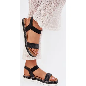 Dámské sandále Dámské Sandály S Pletením Na Ozdobené Platformě Velara Barva: Černá, Velikost: 36