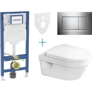WC sada Geberit + Villeroy & Boch Set předstěnové instalace Duofix + klozet a sedátko se softclose Villeroy & Boch Architectura + tlačítko Sigma30, chrom lesk/mat/lesk