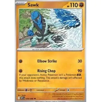 Společenská hra Pokémon WHT 049/086 Sawk - White Flare Stav: Near Mint, Verze: REVERSE HOLO