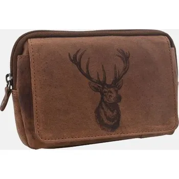 E-myslivost Kožená taška HUNTER na opasek - motiv jelen hlava III