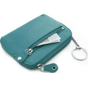 Tyrkysová dámská kožená etue s kroužkem na klíče Angie