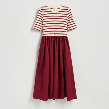 Dámské šaty Reserved - Midi šaty s překládaným výstřihem - červená - XI475-33X - XI475-33X-XS