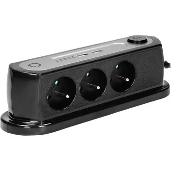 Elektroinstalační materiál ORNO Nap.prodl.přívod: ochranný Zásuvky: 3 230VAC černá 1,4m IP20