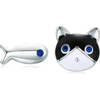 Šperk Přívěskynakrk.cz Stříbrné náušnice RYBA&KOČKA