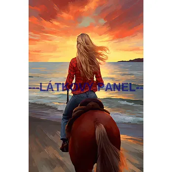 Látkový panel - Dívka na koni - KON - 76 Velikost: 50x33cm, Materiál: Bavlna