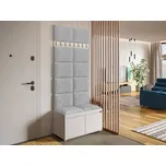 Nábytek do předsíně Konkor 80 + 12 kusů čalouněných nástěnných panelů Pag 40x30, Barva: bílá, Barva látek:: Abriamo 06 MIRJAN 5903211433801