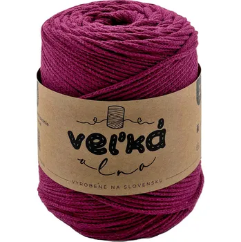 Příze VEĽKÁvlna VEL'KÁ vlna bavlněná šňůra na háčkování 2mm Fuchsie