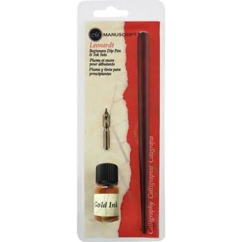 Umělecký štětec Kaligrafická sada Manuscript Round Hand se zlatým inkoustem