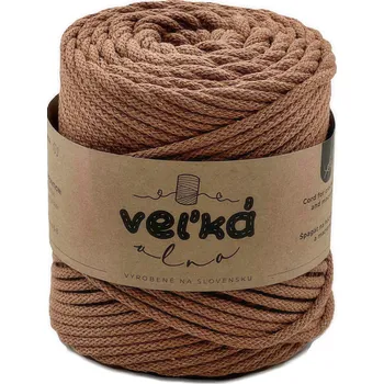 Příze VEĽKÁvlna VEL'KÁvlna bavlněná šňůra na háčkování 5mm Mocha Mousse