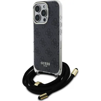 Pouzdro na mobilní telefon Guess IML 4G Printed Zadní Kryt s crossbody šňůrkou pro iPhone 16 Pro Max Barva: Černá