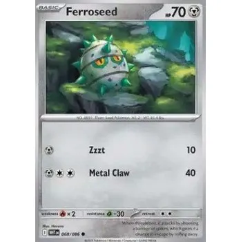 Sběratelská karetní hra Pokémon WHT 068/086 Ferroseed - White Flare Stav: Near Mint, Verze: POKÉBALL REVERSE HOLO