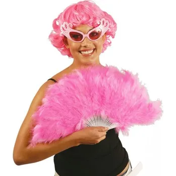 Karnevalový doplněk Dreck Vějíř z peří růžový