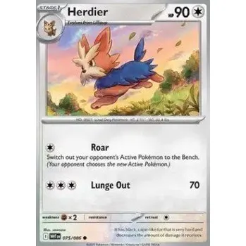 Karetní hra Pokémon WHT 075/086 Herdier - White Flare Stav: Near Mint, Verze: POKÉBALL REVERSE HOLO