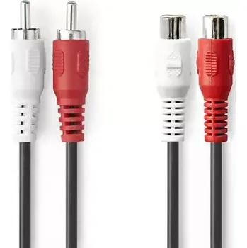 Audio kabel Nedis Stereo Audio kabel 2x RCA (M) - 2x RCA (F) 5.00 m černá (CAGB24205BK50)