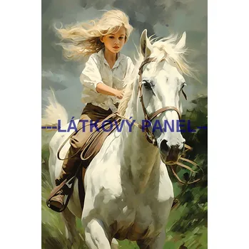 Látkový panel - Dívka na koni - KON - 80 Velikost: 20x13cm, Materiál: Teplákovina nepočesaná