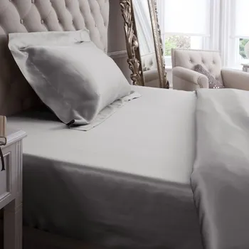 Prostěradlo Hedvábné prostěradlo šedé 22 momme Rozměr: 180x200+30 cm (dvoulůžko)