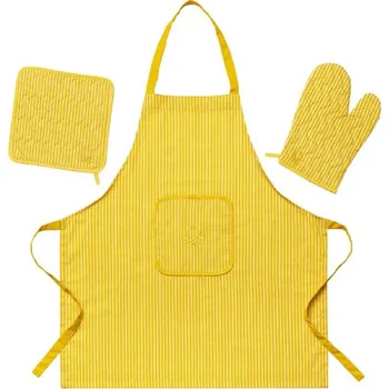 Chňapka Sada tří kusů - zástěra, chňapka, chňapka čtvercová United Colors of Benetton / žlutá / 100% bavlna