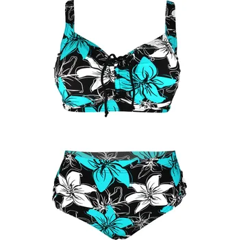 Dámské plavky Dvoudílné plavky pro plnoštíhlé Salma pestré S803 6XL petrolejová