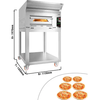 Pec na pizzu G.Gastro Plynová pec na pizzu - 6x 34 cm - vč. digestoře, podstavce & setu koleček