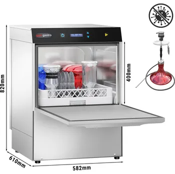 Myčka nádobí G.Gastro Myčka nádobí SHISHA - 4,9 kW - digitální - vč. odstraňovače vodního kamene - s čerpadlem mycího prostředku, oplachovým čerpadlem a vypouštěcím čerpadlem
