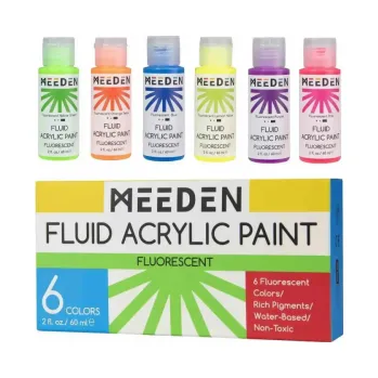 Vodová barva Sada tekutých akrylových barev Meeden Fluid 6x60ml fluorescentní