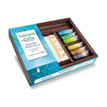 Výtvárné potřeby Sada akvarelových barev Sennelier 12x10ml v dřevěné kazetě