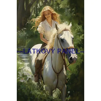 Látkový panel - Dívka na koni - KON - 82 Velikost: 10x7cm, Materiál: Úplet