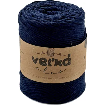 Příze VEĽKÁvlna VEL'KÁ vlna bavlněná šňůra na háčkování 2mm Safír