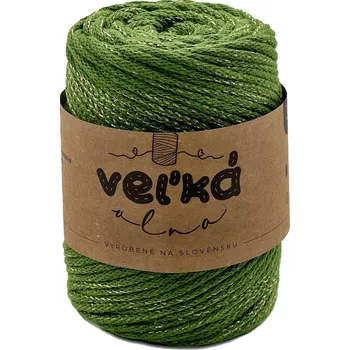 Příze VEĽKÁvlna VEL'KÁvlna bavlněná šňůra na háčkování 3mm Avokádo se zlatou nitkou