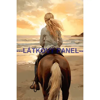 Látkový panel - Dívka na koni - KON - 75 Velikost: 20x13cm, Materiál: Kočárkovina