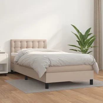 Postel vidaXL Box spring postel s matrací 90x200 cm umělá kůže [3141102] Barva: cappuccino