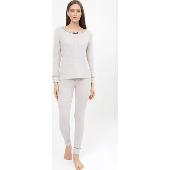 Dámské pyžamo Luisa Moretti Dámské pyžamo ELISA, Přírodní, V dárkovém boxu, Bavlna 50% / polyester 50%, Dlouhý rukáv - vel. XL