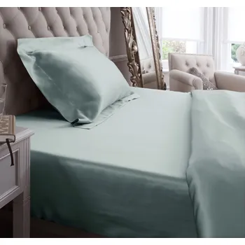 Prostěradlo Hedvábné prostěradlo světle zelené 22 momme Rozměr: 90x190+26 cm (jednolůžko)