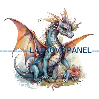 Látkový panel - Drak- DIN-08 Velikost: 30x30cm, Materiál: Bavlna