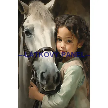 Látkový panel - Dívka na koni - KON - 84 Velikost: 20x13cm, Materiál: Bavlna