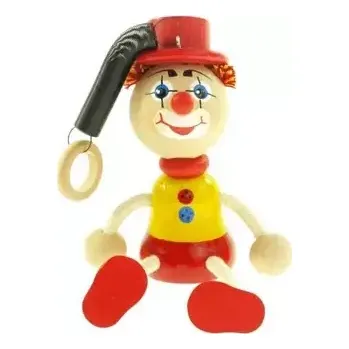 Dřevěná hračka Česká dřevěná hračka Klaun s kloboukem na pružině (CH21306)
