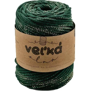 Příze VEĽKÁvlna VEL'KÁvlna bavlněná šňůra na háčkování 3mm Monstera se zlatou nitkou