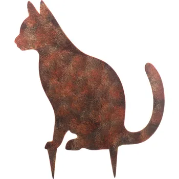 Vánoční ozdoba Autronic Kočka kovová, zápich do zahrady. Barva měď antik. - UM0985 COP-ANT