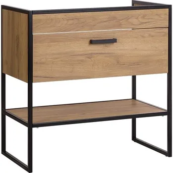 Koupelnový nábytek Umyvadlová skříňka Brooklyn 80 – industriální design, dub craft zlatý a kovová konstrukce