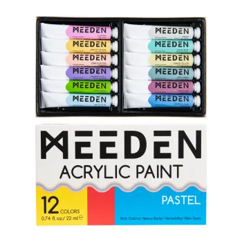 Vodová barva Sada akrylových barev Meeden 12x22ml pastelové odstíny