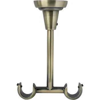Železářství German Dvojitý stropní držák garnýžové tyče / 13 cm / kov / antická zlatá
