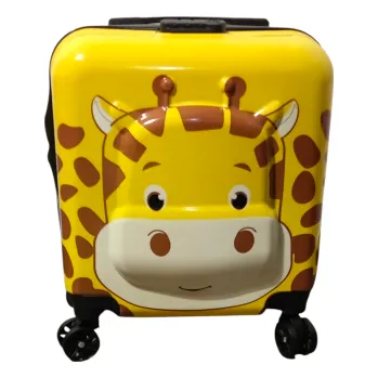 Dětský cestovní kufr s 3D efektem - kódový zámek - žlutý - 31l