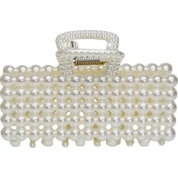 Ozdoba do vlasů Elegantní skřipec do vlasů s perličkami 7,7cm - bílý