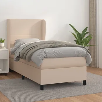 Ložnice vidaXL Box spring postel s matrací 90x200 cm umělá kůže [3128890] Barva: cappuccino